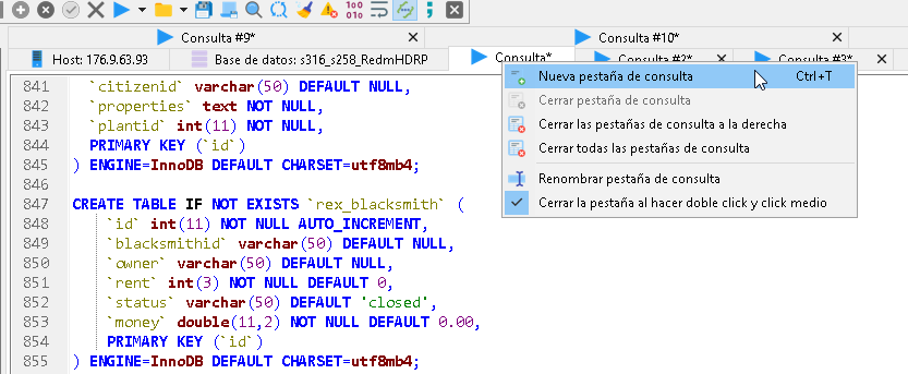 Open a new query Opening a new query tab in HeidiSQL